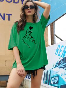 เสื้อยืดผู้หญิงแขนสั้นระบายอากาศได้ดีผ้าคอตตอน100% มาใหม่2024 - Product Image 4