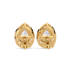 Boucles d'oreilles clous halo en diamant taille poire 1,24 carat en or jaune, blanc et rose 18 carats avec fermoir à vis, bijoux raffinés - Product Image 2