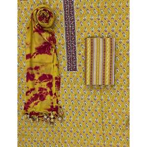 Unstitched Cotton Suit Hand Block Printed <b>Modest</b> <b>Sets</b> - Product Image 1