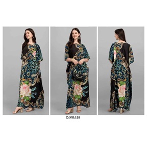 Exclusif fantaisie imprimé fleuri polyester crêpe femmes longueur au sol caftan conception lourde maillots de bain Promwear Collection pakistanais - Product Image 4