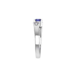 Anello di Fidanzamento Classico con Tanzanite Naturale Taglio Rotondo 4,5mm e Topazio Bianco, Gioiello Raffinato per Donne - Product Image 1