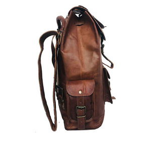 Mochila de cuero PU estilo Vintage impermeable Unisex cuero genuino algodón suave bolsa de viaje escolar cierre de cremallera marco externo - Product Image 6