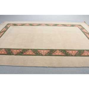 Turkish Vintage Rug 4,8x7,4 ft, <b>Brown</b> Area Plants & trees <b>Wool</b> Rug - Product Image 3