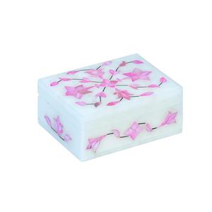 กล่องใส่เครื่องประดับหินอ่อนสีชมพูสุดหรูจากอินเดีย ประดับด้วยงานมุก ราคาดีที่สุด เครื่องประดับแฟชั่นจากอินเดียโดยตรง - Product Image 1