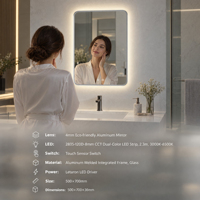 Miroirs de salle de bain encadrés à LED bicolores, anti-buée, avec éclairage LED, 500 x 700, vente en gros, fournisseur d'usine personnalisé
