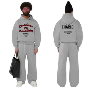 Combinaison de sport surdimensionnée personnalisée 2026, style sweat-shirt, coton décontracté, vêtements de sport pour hommes, sweat-shirt et pantalon de survêtement - Product Image 2