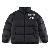Blouson d'hiver matelassé en toile avec logo personnalisé, col montant, logo frontal, coupe oversize, imperméable, respirant, écologique, streetwear rapide