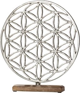 รูปปั้นอลูมิเนียมทรงกลมตกแต่งด้วยฐานไม้ตกแต่งบ้านขายส่งผู้ส่งออก - Product Image 1