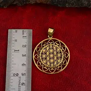 Yiwu Meise 18k placcato oro o ottone fiore della vita ciondolo in acciaio inox fiore della vita collana