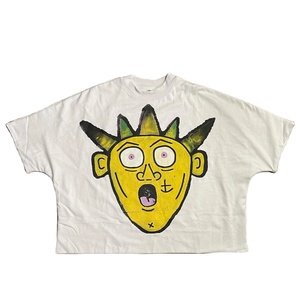 T-shirt en coton épais à épaules tombantes 2 panneaux Design Streetwear surdimensionné Unisexe Hip Hop Logo personnalisé T-shirt en coton - Product Image 4