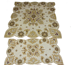 Hot Selling Handmade Beads Embroidery <b>Tablecloth</b> Golden Net Bead Embroidery with Sunflower Design Elegant Wedding Table Decor - Product Image 2