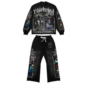 Conjunto de Sudadera con Capucha y Pantalones Deportivos de Algodón 100% al por Mayor 2025, Unisex, con Cierre, Casual, Ligero, Transpirable, Ropa Urbana para Invierno - Product Image 1