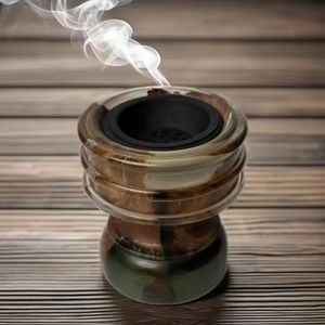 Brûleur de Mubkhar élégant en bois et en métal Brûleur d'encens lilas mat - Product Image 5