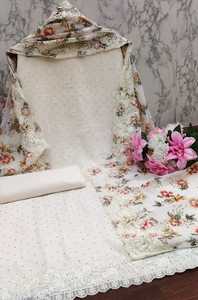 Vestido Salwar Kameez de algodón de seda pura para mujer Material Jorjet Impresión digital y bordado Sikorski Diamond Traje DE TRABAJO - Product Image 3