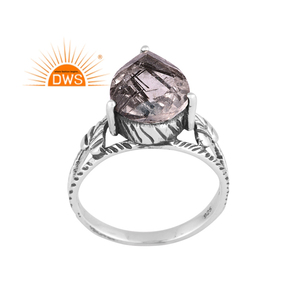 แหวนอัญมณีสีดำธรรมชาติสีเงินแท้ออกซิไดซ์ - Product Image 1