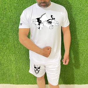 Recién llegados, Camiseta de algodón para hombre, conjunto corto para verano, pantalones cortos transpirables de calle, diseño propio personalizado, estampado de dos piezas, otoño - Product Image 1