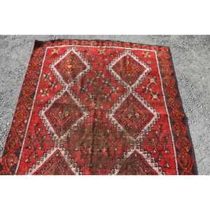 Tapis Kilim en laine blanche rouge classique 4.3x10.9 pieds tapis rectangulaires turcs grande surface motif abstrait 10mm Latex pour une utilisation dans le couloir - Product Image 5