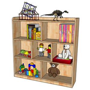 <b>Rubber</b> Wood Bookshelf 120x30x120cm for Kids' Room Living Room Use Toys Organizer Standing Type KTMN001 - Product Image 1