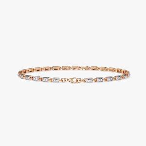 Tenis de moissanita de corte esmeralda elegante para mujer para pulsera, brazalete de moda de acero inoxidable de oro rosa de Ley 925 para bodas - Product Image 4