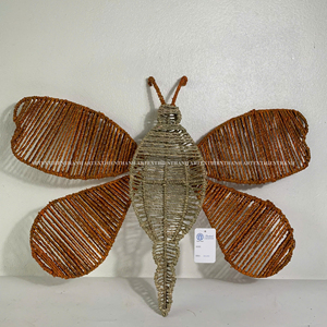 Joyful Orange Seagrass Butterfly Wall Hanging Ornaent Handwoven Seagrass Butterfly Decor Accent For Kids And Nursery Room - Product Image 1