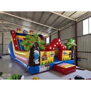 Parque de Aventuras Inflable con Temática de los Pitufos y Tobogán - Equipo de Entretenimiento al Aire Libre de Gran Tamaño - Product Image 3