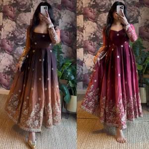 Vestido Anarkali de Diseñador Inspirado en Bollywood, Listo para Usar, Buen Precio, Mejor Calidad, con Dupatta a Juego, para Fiestas de Invierno, Piel Sintética - Product Image 1