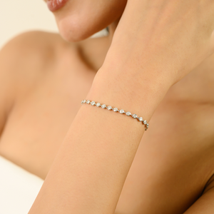 Bracelet à bulles en diamant naturel rond de 2,5 mm, minimaliste et délicat, pour unisexe, or blanc véritable 14 carats, bijoux de tous les jours - Product Image 4