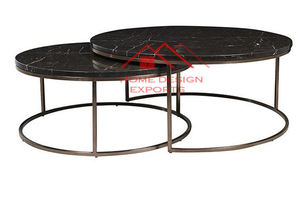 Mesas de centro con tapa de mármol rectangular de lujo moderno de último diseño, Base pulida dorada Simple para sala de estar de Hotel - Product Image 4