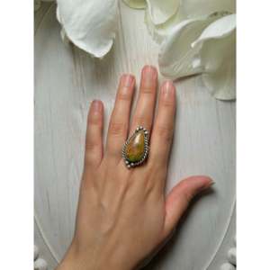Anillo Ajustable de Acero Inoxidable Chapado en Oro de 18K con Turquesa Zachariah David Evans, con Incrustaciones en Bisel, Moderno, Regalo GRS - Product Image 5