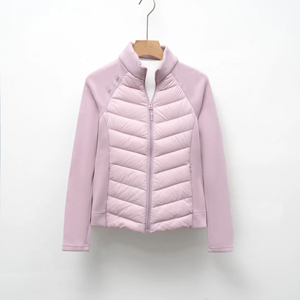 Chaqueta de bombardero con cuello levantado rellena de poliéster transpirable de punto deportivo de Otoño/Invierno para mujer, mantiene el calor para uso diario - Product Image 3