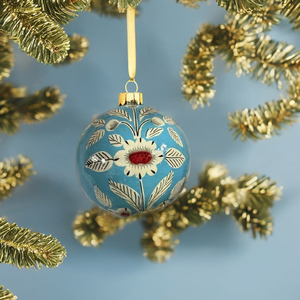 Papel Mache Adornos de Navidad Bolas de color azul - Product Image 1