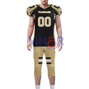 Logo personnalisé Uniforme de football américain avec demi-manches col en V couleur jaune gris respirant imprimé Design entretenu OEM - Product Image 4