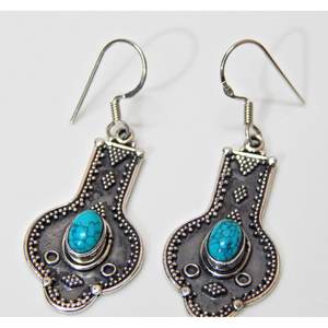 ต่างหูคริสตัลพลอยเทอร์ควอยซ์925เงินแท้หรูหราและหรูหรา - Product Image 3