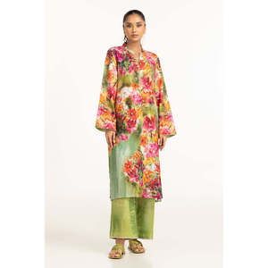 Chemise et pantalon décontractés d'été à imprimé pelouse verte pour femmes, col mandarin, respirant - Product Image 4