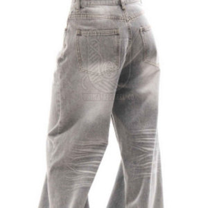 Jean droit ample en velours côtelé pour femme, coupe régulière, confortable, décontracté, respirant, séchage rapide, délavage clair, taille moyenne, idéal pour l'été - Product Image 6