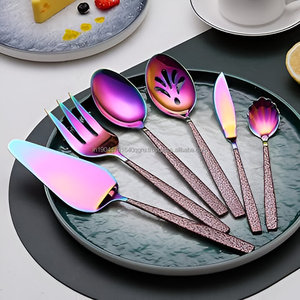 Prix de gros de l'ensemble de service multicolore de qualité supérieure de 6 pièces avec poignée de surface lunaire - Product Image 6