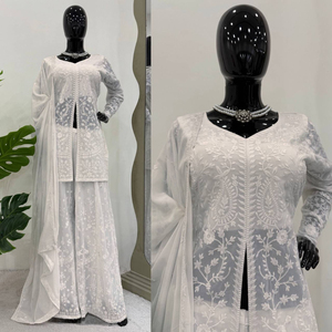 Listo para usar Trabajo de bordado indio tradicional Salwar Kameez con trabajo elegante y Dupatta con Pent - Product Image 2