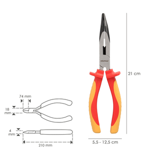 Pinze a bocca curva 200 mm. Mangos Aislati VDE da 1.000 V. Acciaio Cromo Vanadio - Product Image 2