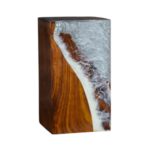 Handcrafted Rosewood Cremation Urn Ocean Wave Resin Inlay Design Memorial <b>Keepsake</b> For Human <b>Ashes</b> - Product Image 1