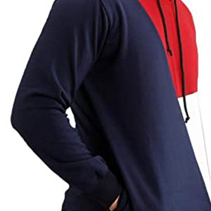 Sudadera con Capucha Personalizada OEM para Hombre, Color Azul Marino, Marrón y Blanco, Bloques de Color Tricolores, Sudadera de Forro Polar, Ropa Urbana, Venta al por Mayor de Fábrica - Product Image 6