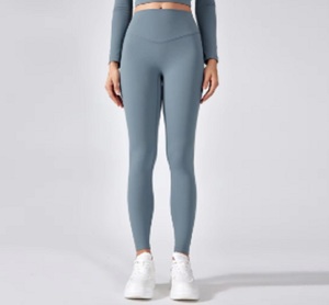 Para mallas de Yoga de cintura alta sólidas transpirables para mujer cintura elástica Nylon Spandex Material gimnasio Fitness pantalones de entrenamiento - Product Image 5