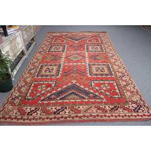 Tapis turc 6,5x10,7 pieds, grand tapis vintage, tapis marocain rouge et bleu - Product Image 3
