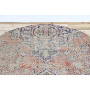 Tapis turc, tapis rond de 4,9x4,9 pieds, tapis rouge à motifs floraux - Product Image 4