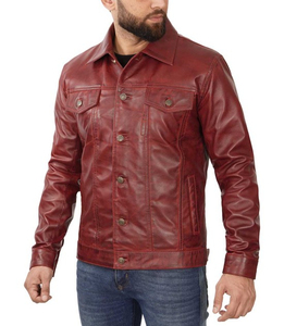 Men's <b>Slim</b> <b>Fit</b> PU Leather <b>Jacket</b> Solid Color Turn-down Collar Zipper Closure Casual Autumn Wear - Product Image 4