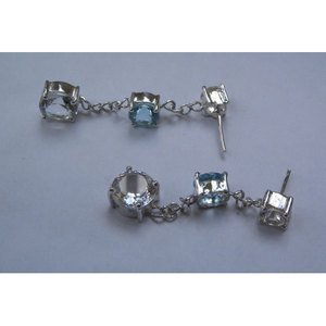 Shah Gems 925 Sterling <b>Silver</b> Women's Earrings Natural Sky Blue Topaz <b>Studs</b> Pear Cut Diamond Trendy Style for Engagement Gift - Product Image 1