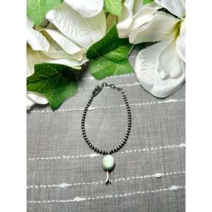 George Rios Vintage Beaded <b>Bracelet</b> Palomino Variscite & Sterling <b>Silver</b> Elegant Vintage Style - Product Image 1