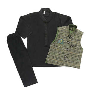 Traje Shalwar con Chaleco para Niños - Verde Oliva - Product Image 5
