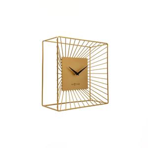 Horloge de table décorative en métal doré pour la présentation sur une table basse et un accent intérieur élégant et contemporain du salon, en provenance d'Inde - Product Image 1