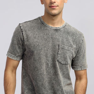 Camiseta Personalizada para Hombre, Cuello Redondo, con Bolsillo, Estilo Vintage, 100% Algodón, Lavado Ácido, Corte Holgado, Secado Rápido, Ecológica, Transpirable, Digital - Product Image 3
