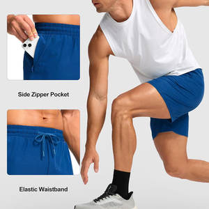 Venta al por mayor Activewear Pantalones cortos de entrenamiento para hombres Spandex Poliéster 4 Way Stretch Gym Shorts con bolsillos para entrenamiento de gimnasia y correr - Product Image 4